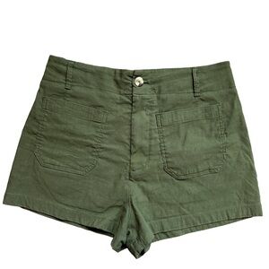 Anthropologie Maeve The Collette High-Waist Cotton Shorts Olive Size 32